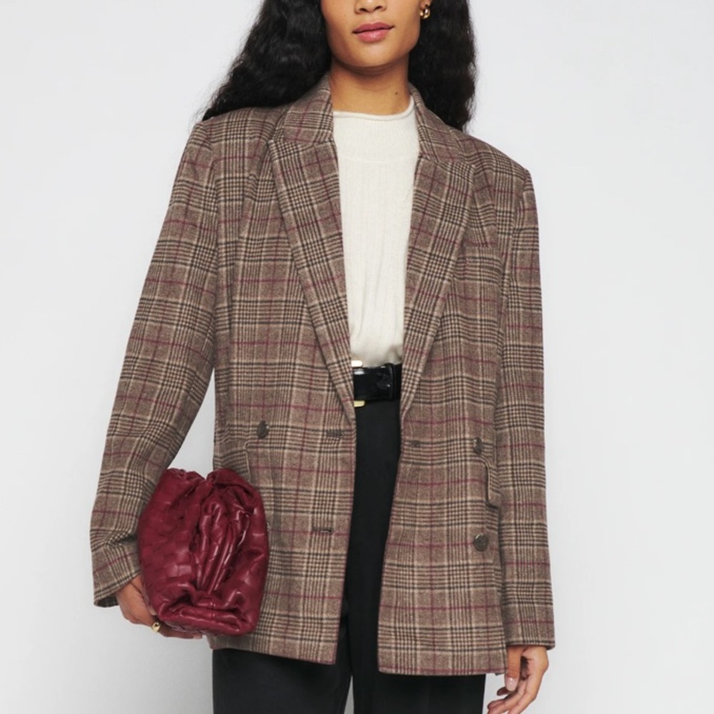 Reformation Winston Blazer - Chestnut Plaid
